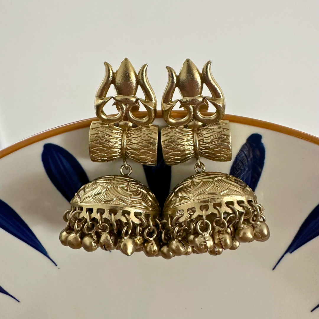Gold Trishul Jhumka – Beads Beauty